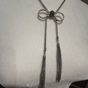 BCBGeneration Silver Bow Necklace with Tassels